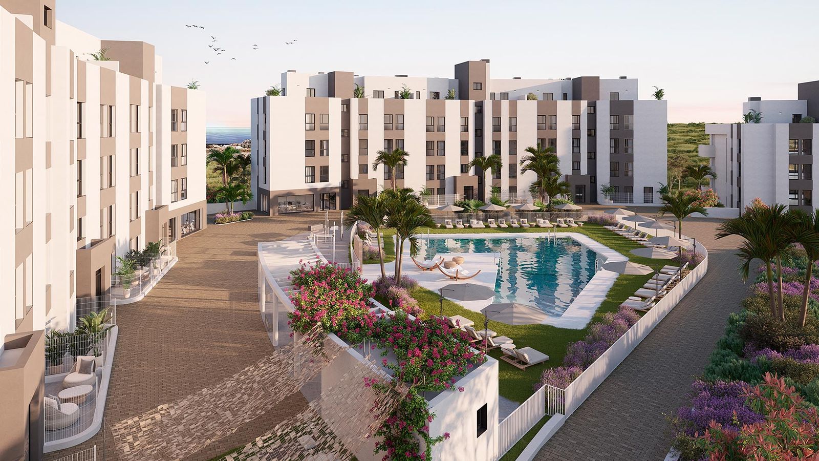 Apartamenty Hipódromo Mijas z basenem i ogrodem